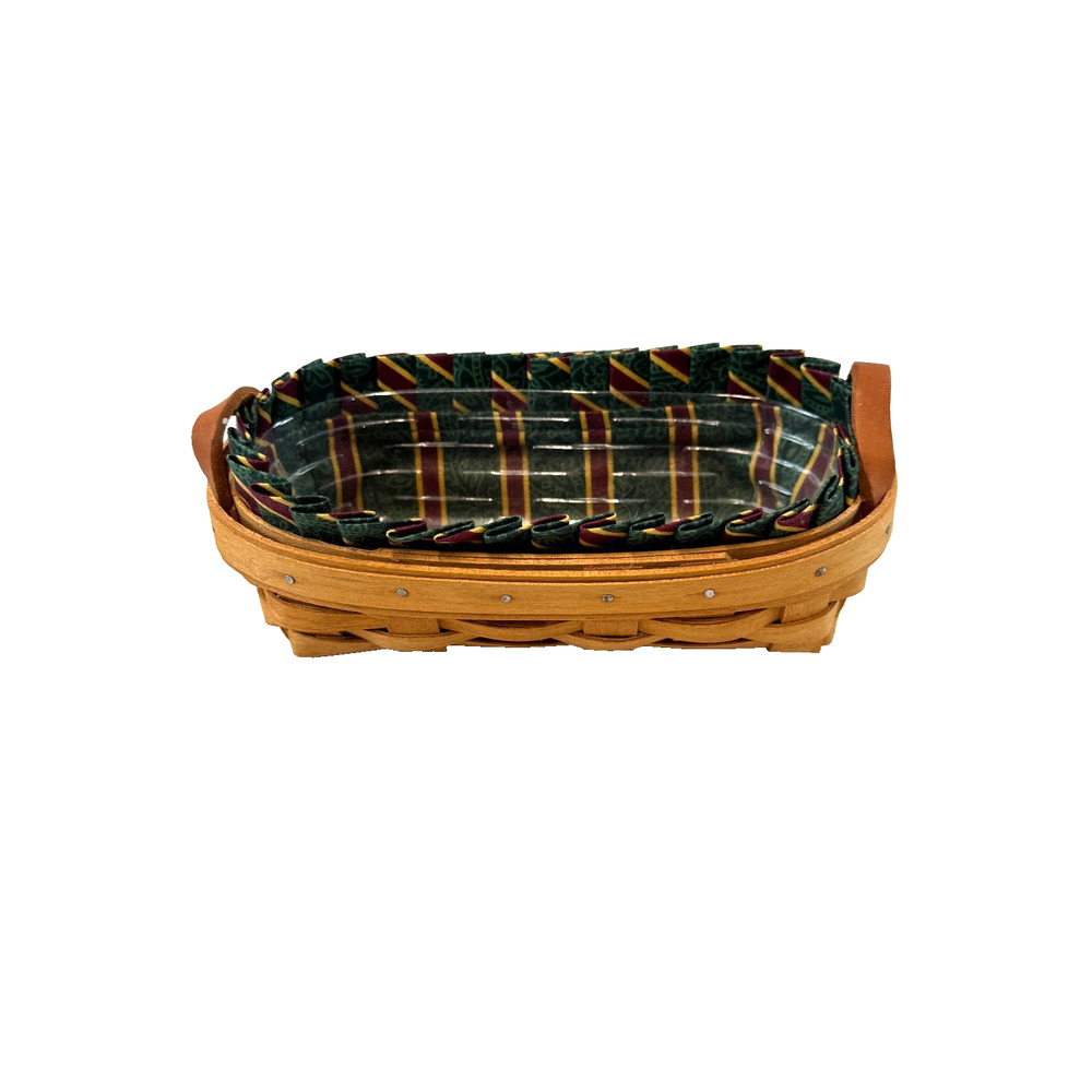 1994 Longaberger Lavender Basket‎ w/Plaid Liner & Protector 8"L x 4"W x 2"H